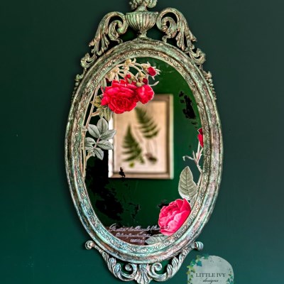 Verdigris rose mirror