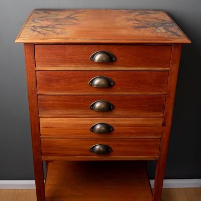 Autumn Clearing Mahogany Edwardian Sheet Music Drawers