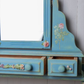 Country cottage slim romantic rose mirrored dresser