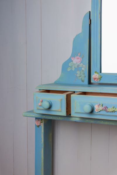 Country cottage slim romantic rose mirrored dresser