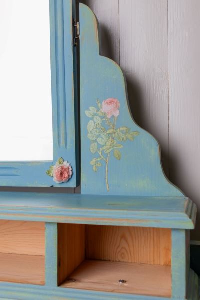 Country cottage slim romantic rose mirrored dresser