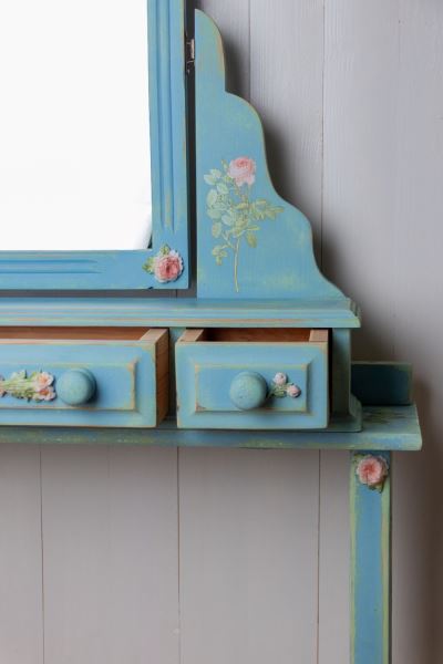 Country cottage slim romantic rose mirrored dresser