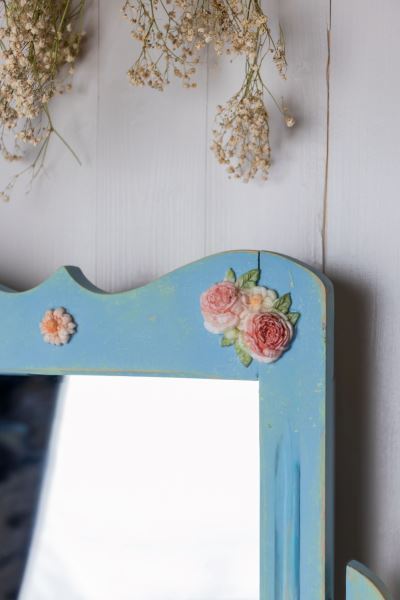 Country cottage slim romantic rose mirrored dresser