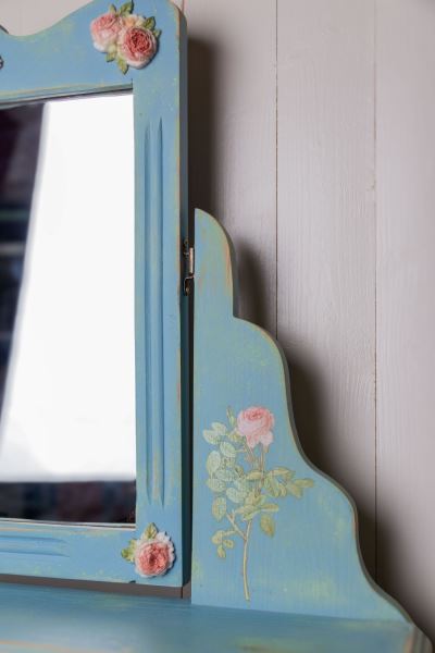 Country cottage slim romantic rose mirrored dresser