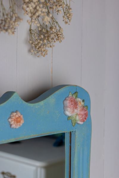 Country cottage slim romantic rose mirrored dresser