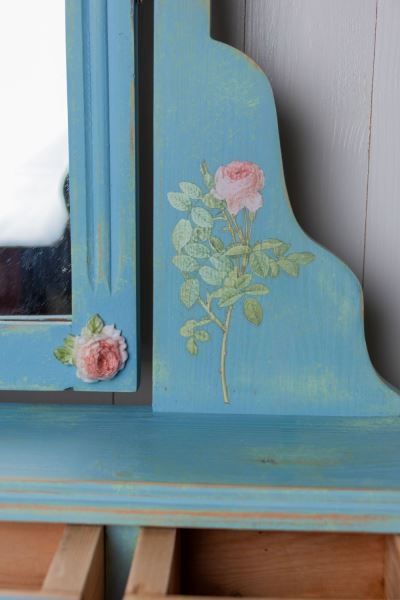 Country cottage slim romantic rose mirrored dresser