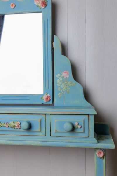 Country cottage slim romantic rose mirrored dresser