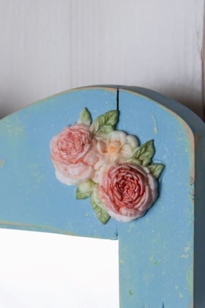 Country cottage slim romantic rose mirrored dresser