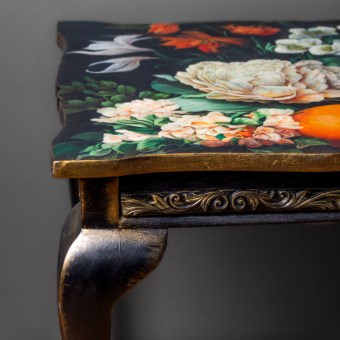 Dark floral ball and claw coffee table
