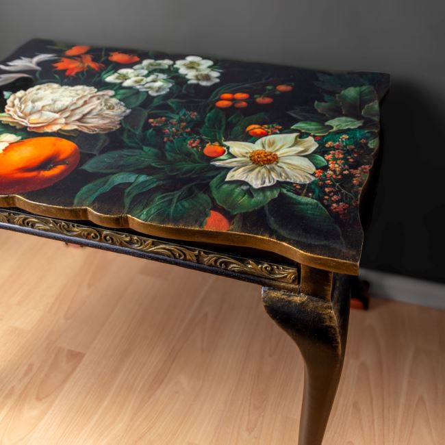 Dark floral ball and claw coffee table