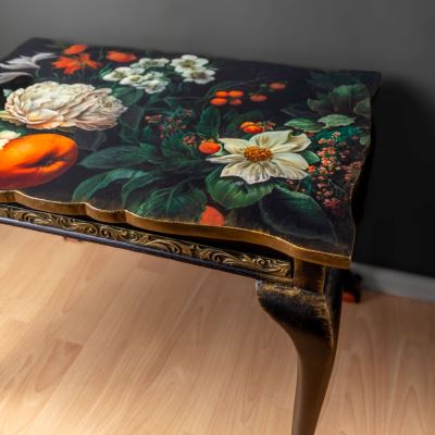 Dark floral ball and claw coffee table