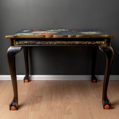 Dark floral ball and claw coffee table